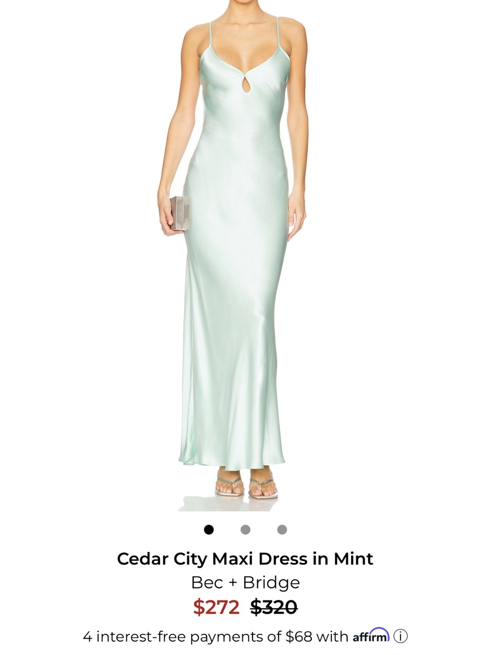 bec + bridge Mint Satin Slip Maxi Dress